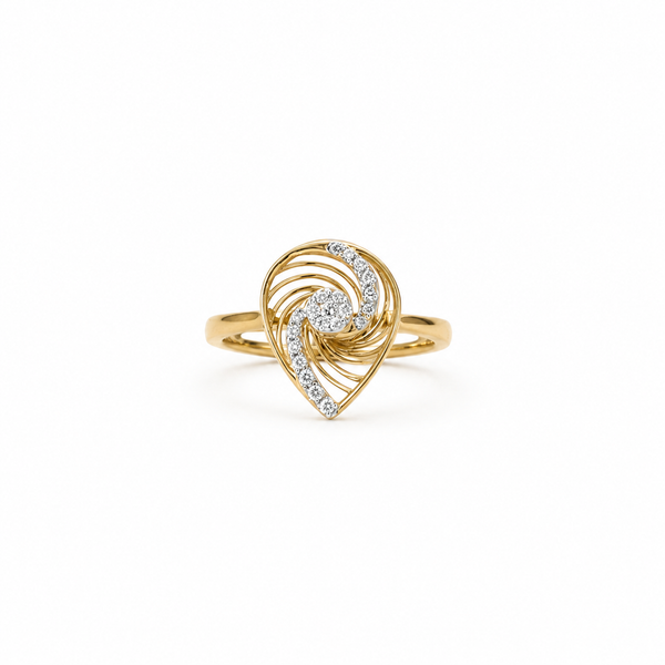 Swirly Pear 14KT Gold Diamond Ring