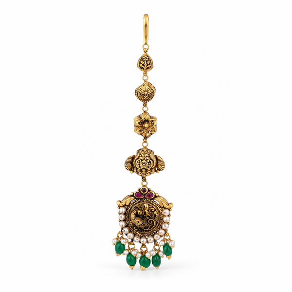 Mayura Pearl 22KT Gold Maang Tikka