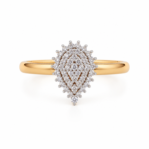 Teardrop Cluster 14KT Gold Diamond Ring