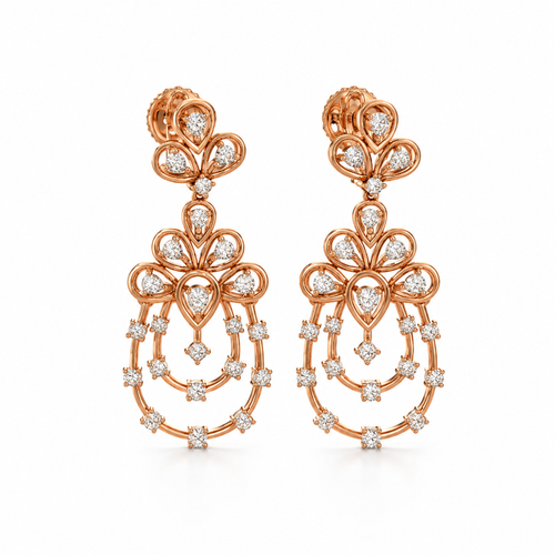 Tilia Petal 14KT Gold Diamond Drop Earrings