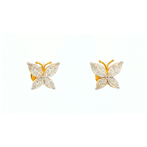 Tiny Butterfly 14KT Lab Grown Diamond Stud Earrings