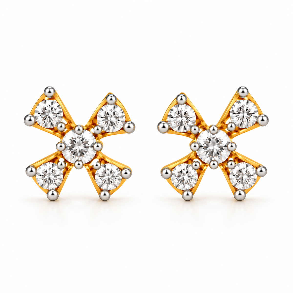 Tiny Dots 14KT Gold Diamond Stud Earrings