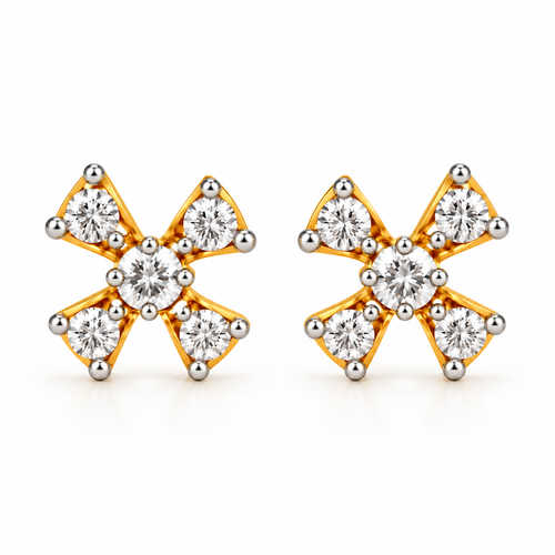 Tiny Dots 14KT Gold Diamond Stud Earrings