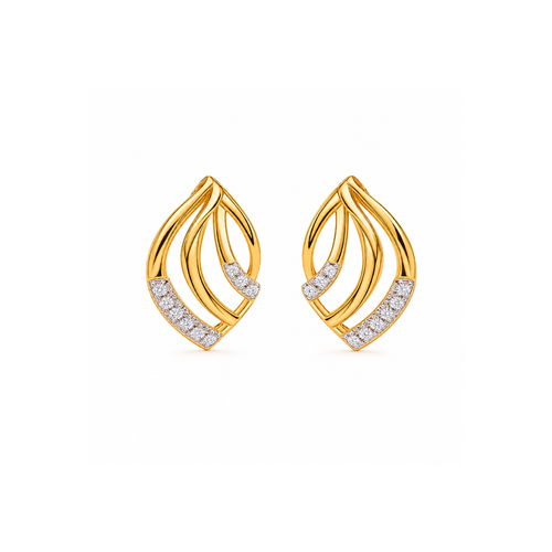 Tiny Tendril 14KT Gold Diamond Stud Earrings