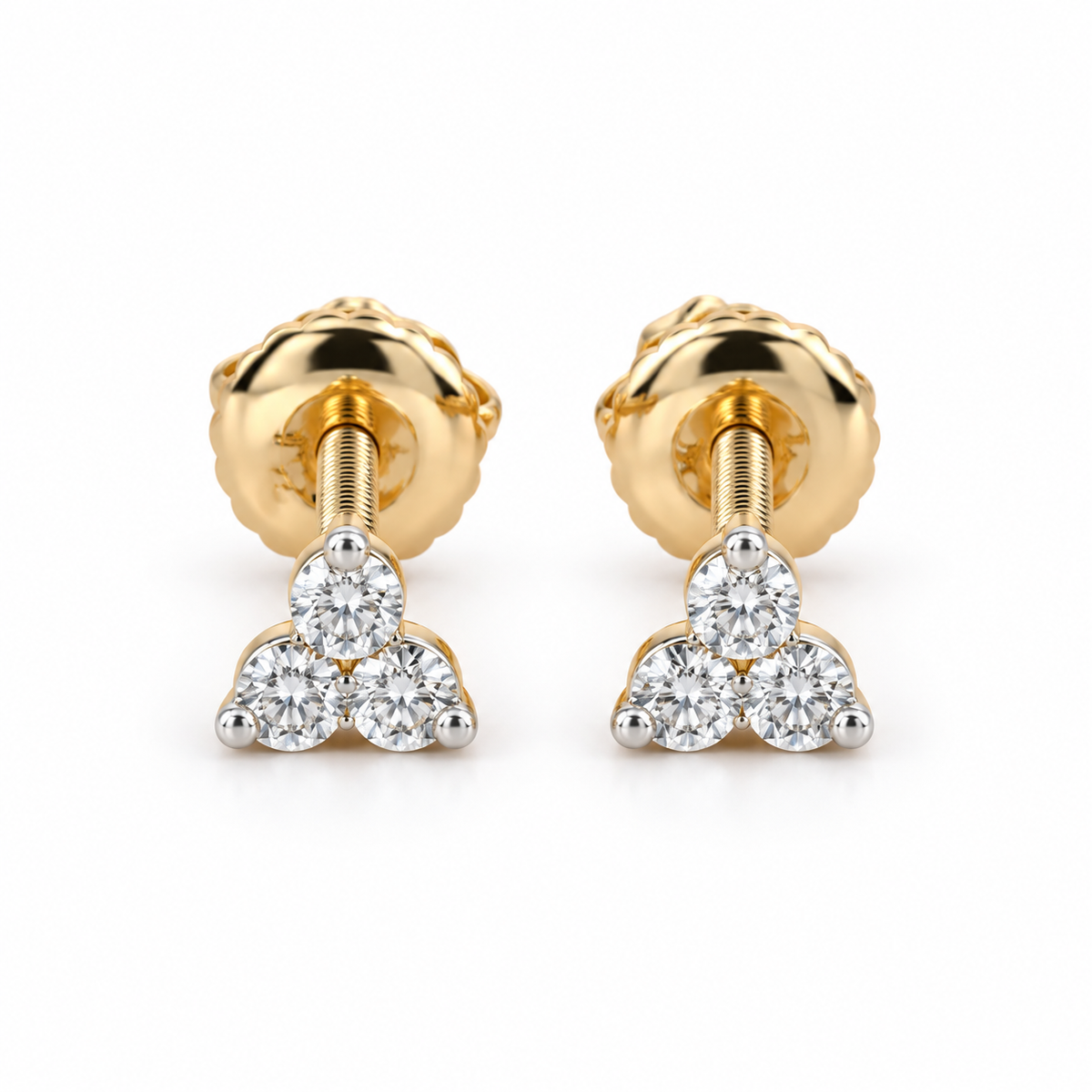 Trinity 14KT Gold Diamond Stud Earrings