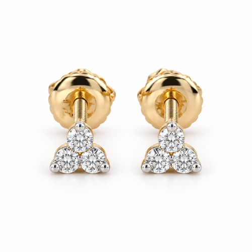 Trinity 14KT Gold Diamond Stud Earrings