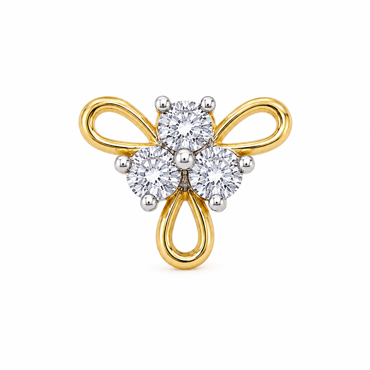 Trio Spark 18KT Gold Diamond Nose Pin