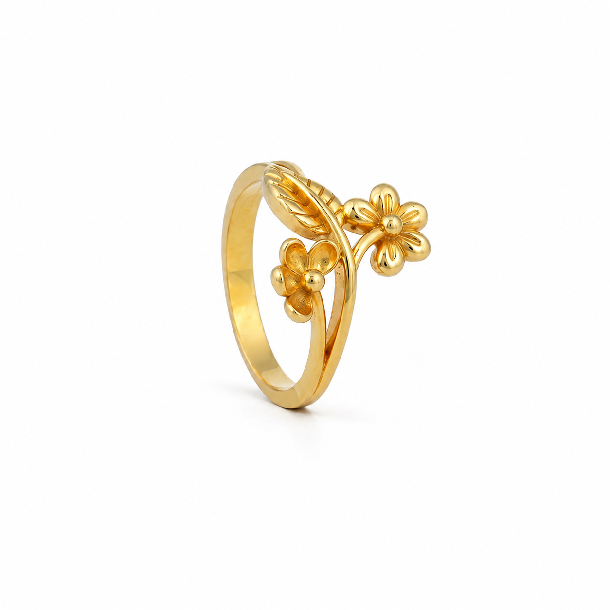 Twin Blossom 22KT Gold Ring