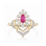 Pear Crown 14KT Gold Diamond Ring