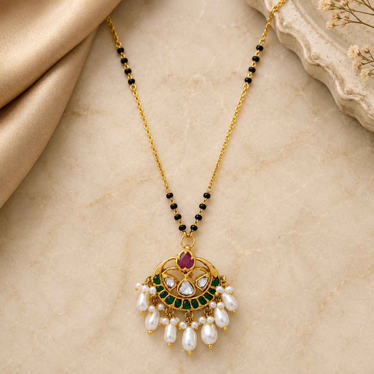 Vedika 22KT Gold Kundan Mangalsutra