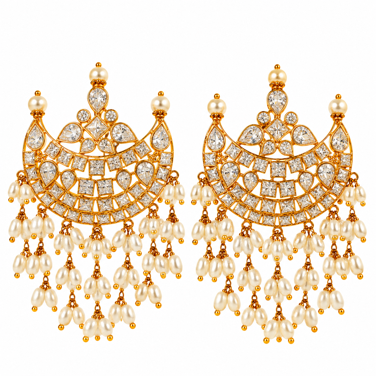 Zarqa CZ 22KT Gold Dangle Earrings