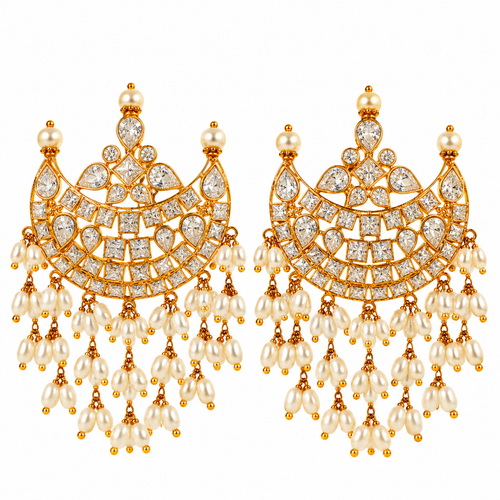 Zarqa CZ 22KT Gold Dangle Earrings