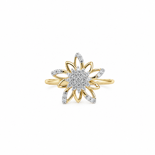 Zivitha 14KT Gold Diamond Cluster Ring