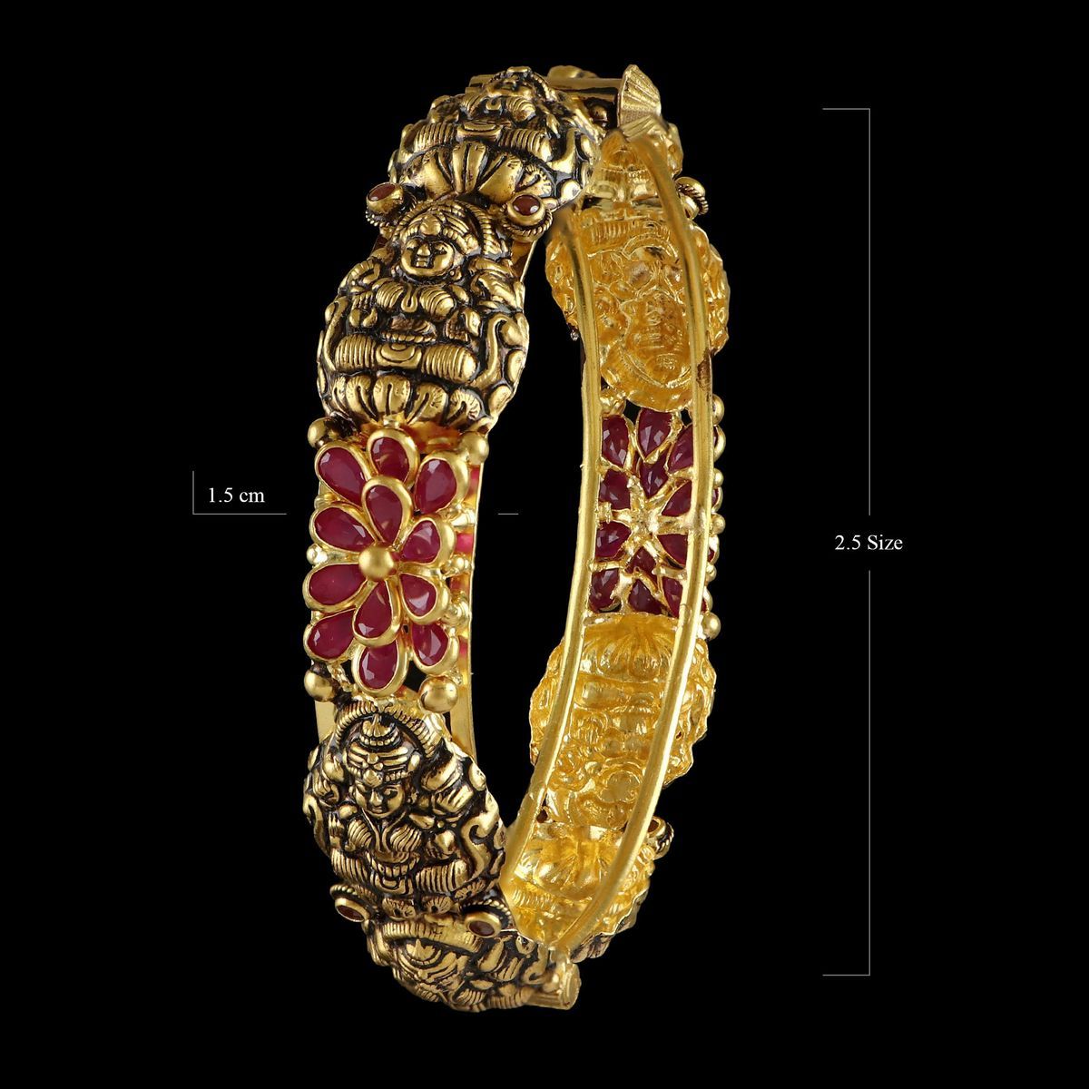 22 KT GOLD BLACK ANTIQUE SCREW BANGLE