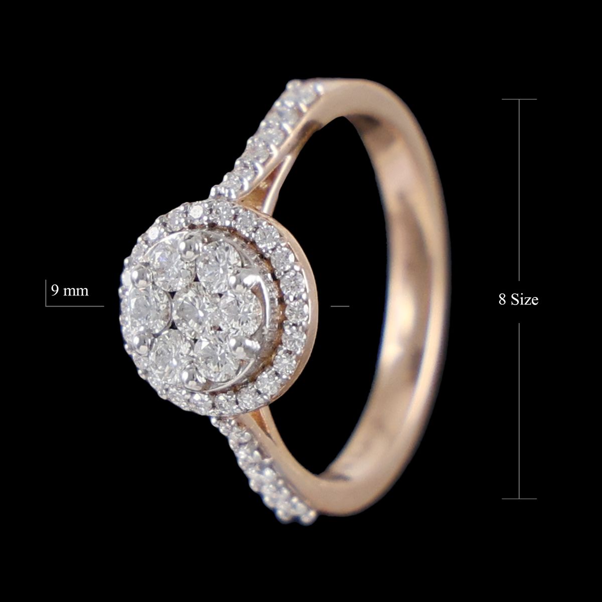 18 KT ROSE GOLD DIAMOND LADIES RING